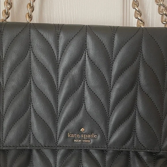 kate spade Black Quilted Adjustable Gold Chain-Strap Shoulder Bag - Picture 2 of 10